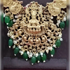 Jewel City Exquisite Traditional Gold-Plated Necklace Set with Emerald Beads