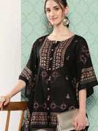 Yufta Printed Kimono Sleeve Ethnic Kaftan Top