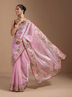 Teeya Creation Pink Color Organza Silk Heavy Work Saree - Distacart