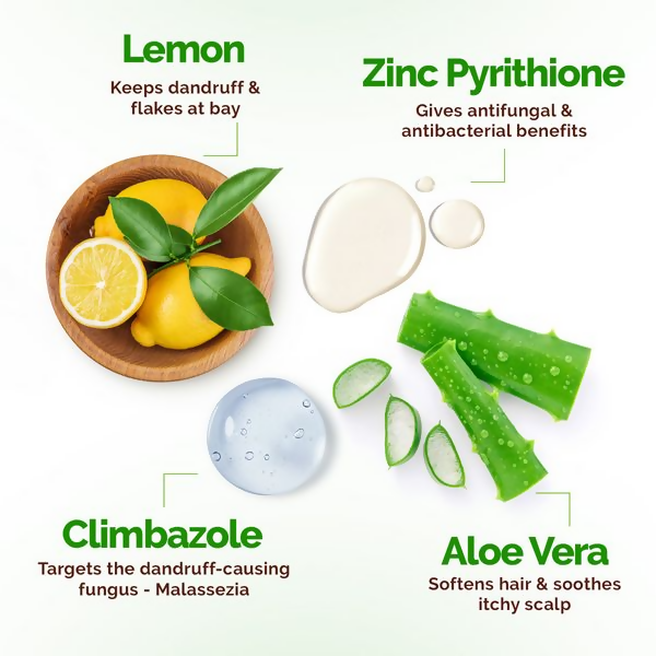 Mamaearth Lemon Anti-Dandruff Shampoo with Lemon & Aloe Vera for Itchy & Flaky Scalp - Distacart