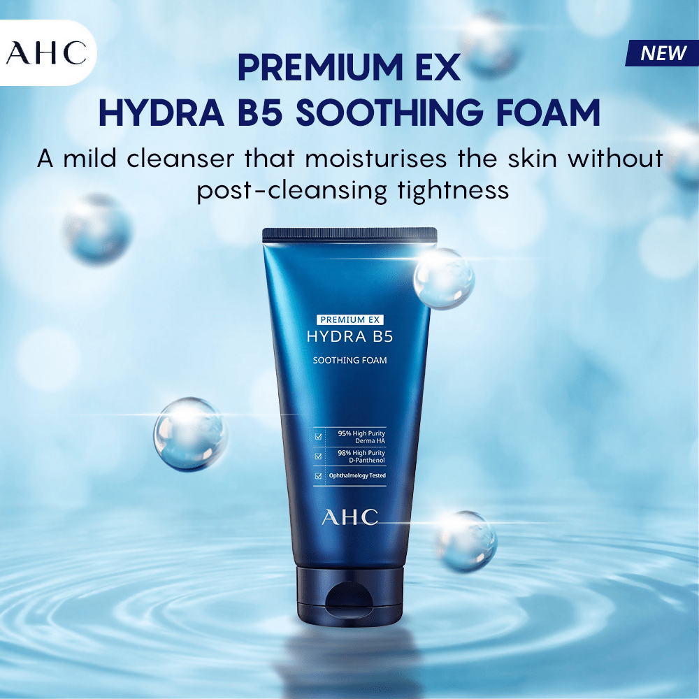 AHC Premium EX Hydra B5 Soothing Foam Face Cleanser - Korean skincare