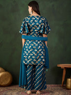 Sangria Embroidered Kurta & Palazzo With Dupatta