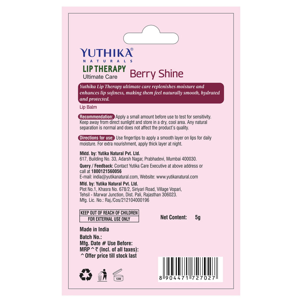 Yuthika Moisturizing Lip Balm – Berry Shine - Distacart