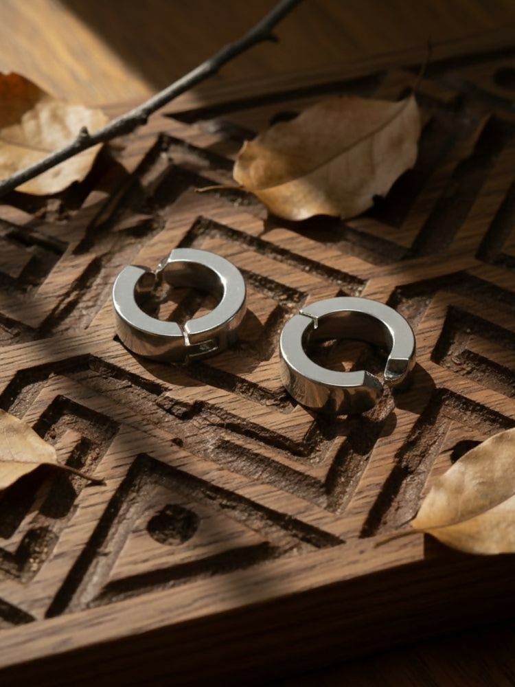NVR Men's Silver Plated Hoop Earrings - Distacart