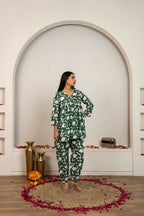 Joban Fashion Green Hand Block Printed Cotton Co-Ord Set - Distacart