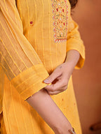 Sangria Ethnic Motifs Embroidered Thread Work Chanderi Silk Kurta with Trousers & Dupatta