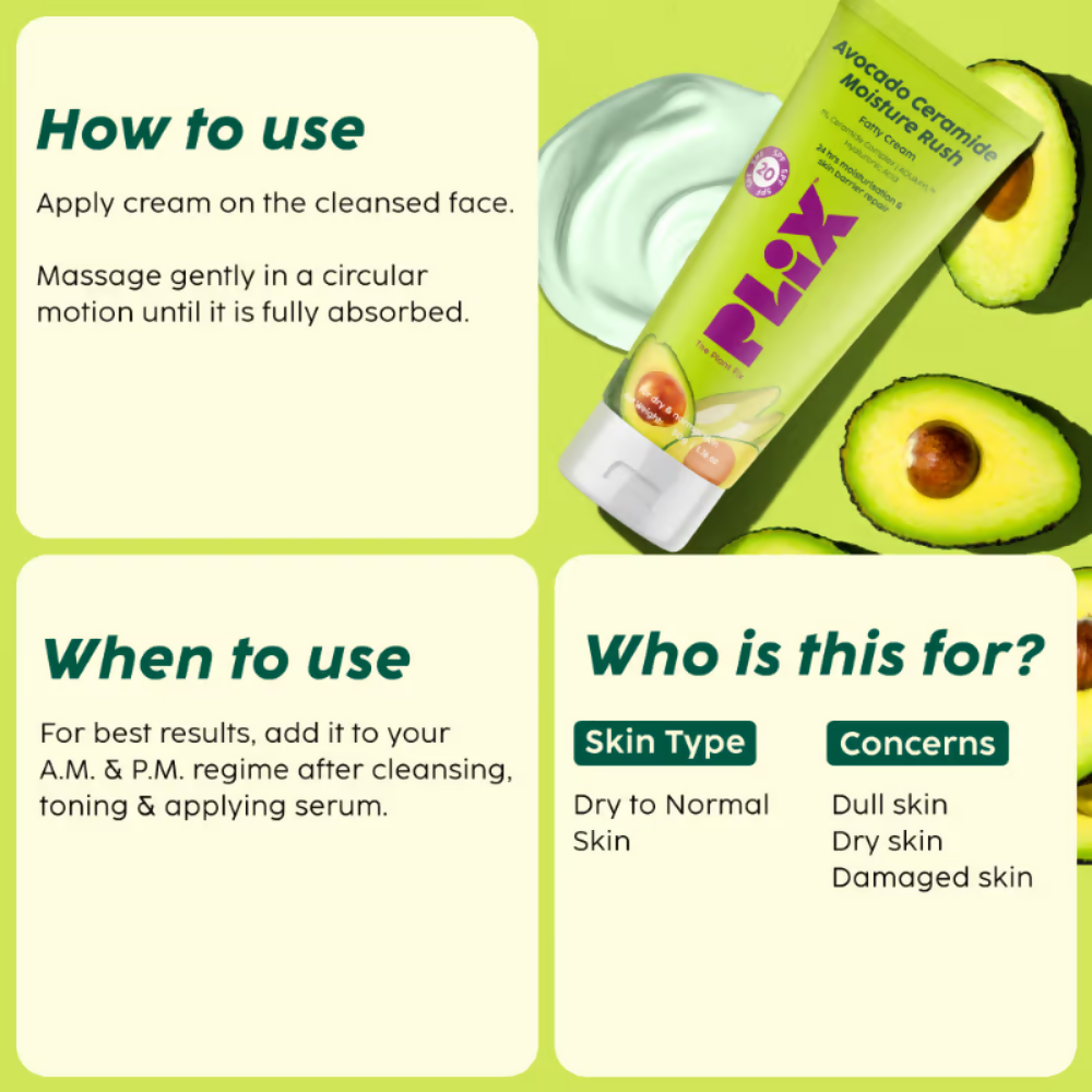 PLIX The Plant Fix Barrier Repair Combo Kit with Avocado Ceramide Moisture Rush Serum, Cleanser & Cream