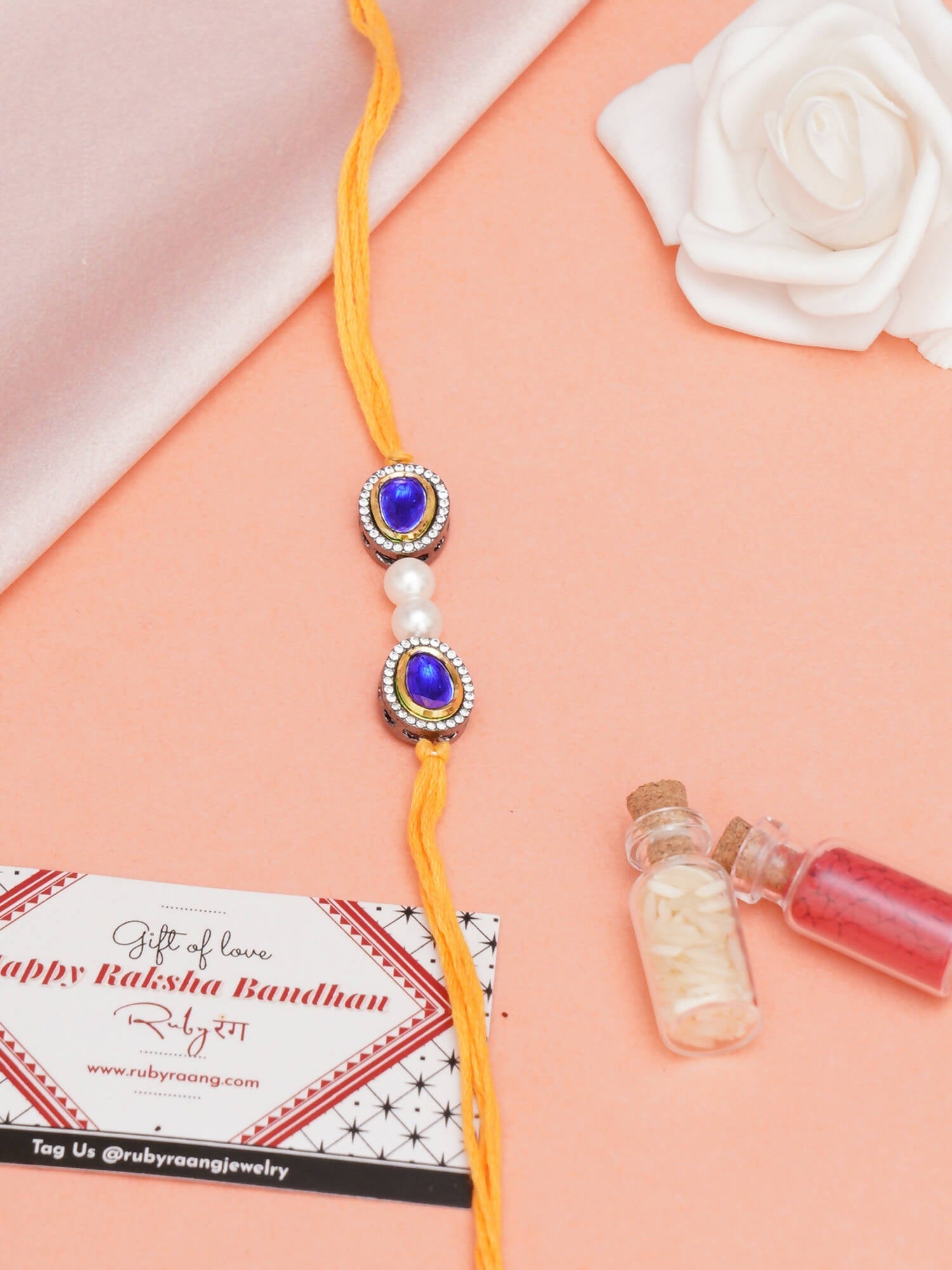 Designer kundan Rakhi - Ruby Raang - Distacart