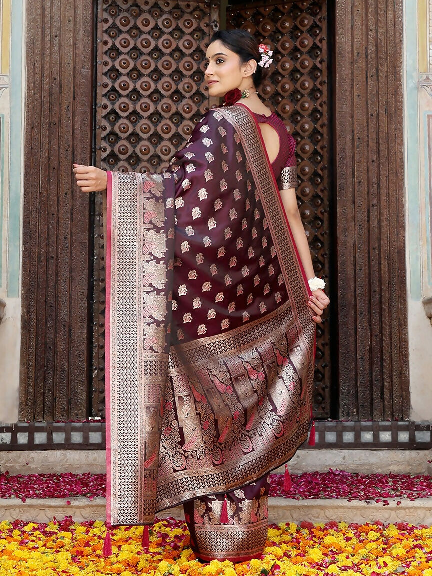 Shree Shyam Fashion Purple Silk Saree - Distacart