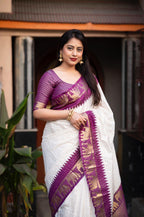 Lavender Silk Zari Woven Saree with Unstitched Blouse - Hiral Fashion