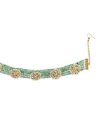 Gold-Plated Green Kundan Studded Headband - Ruby Raang - Distacart