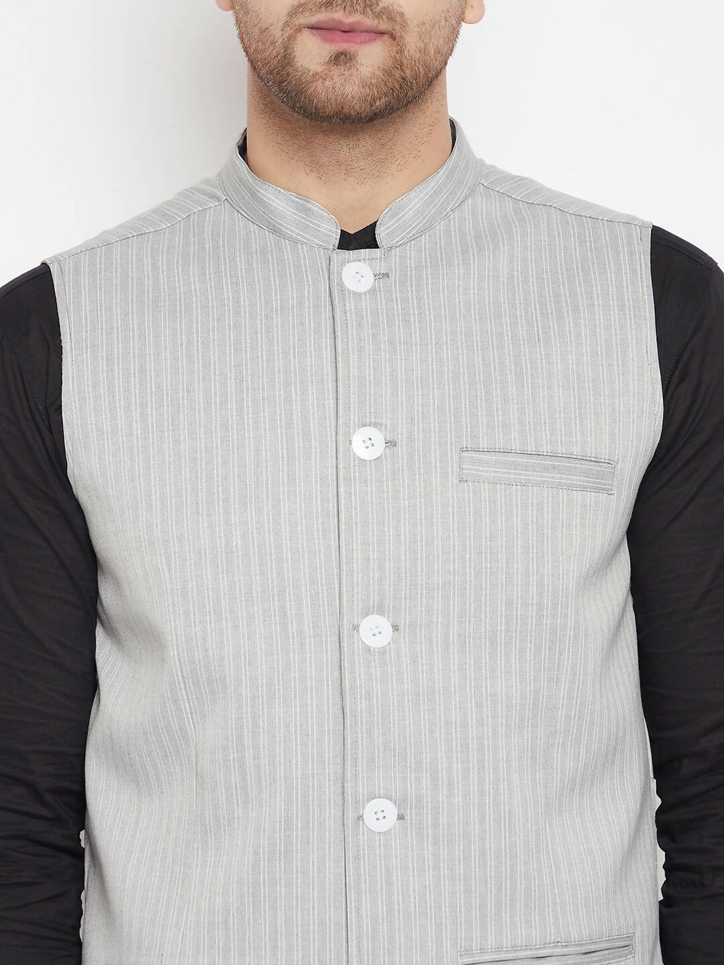 Even Apparels Grey Merino Men Woven Nehru Jacket BF681 - Distacart