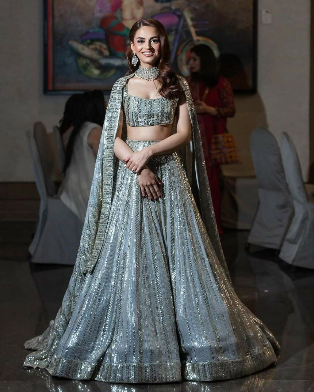 Jyoti Fashion Classy Grey Faux Georgette 3MM & 7MM Sequins Embroidery Lehenga Choli with Dupatta
