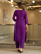 The52 Embroidered Rayon Fabric Straight Kurta, Pant and Dupatta Set - Distacart