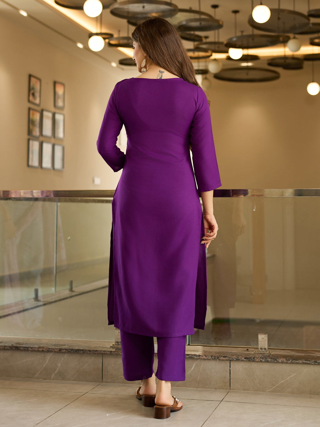 The52 Embroidered Rayon Fabric Straight Kurta, Pant and Dupatta Set - Distacart