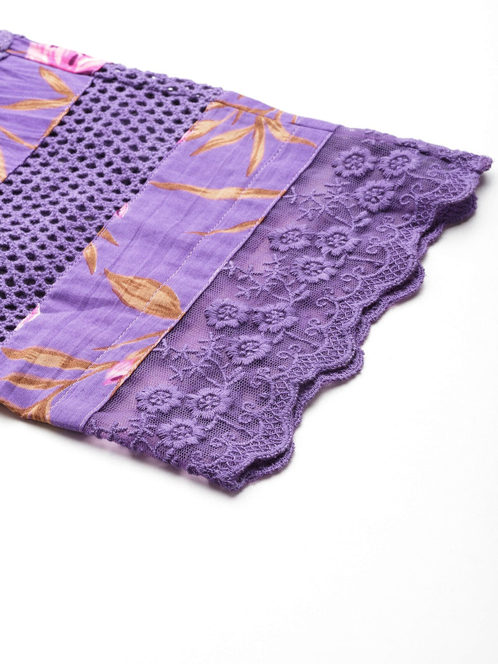 Yufta Purple Pure Cotton kurta set with embroidery Kurta Trouser Set