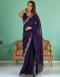 Lorenvalley Fashion Purple Rangoli Silk with Coding Lace Work Saree with Blouse - Distacart