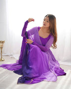Evanik Purple Pure Soft Georgette Colorful Padding Anarkali Suit - Distacart