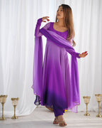 Evanik Purple Pure Soft Georgette Colorful Padding Anarkali Suit - Distacart