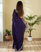 Lorenvalley Fashion Purple Rangoli Silk with Coding Lace Work Saree with Blouse - Distacart