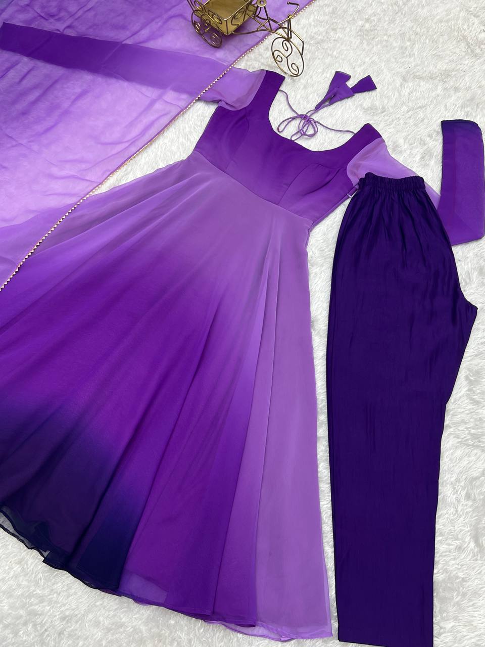Evanik Purple Pure Soft Georgette Colorful Padding Anarkali Suit - Distacart