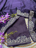 Lorenvalley Fashion Purple Rangoli Silk with Coding Lace Work Saree with Blouse - Distacart