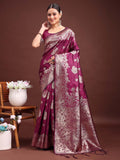 Anaita Purple Banarasi Silk Woven Work Saree With Blouse - Distacart