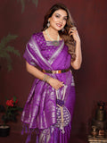Anaita Purple Zari Weaving Work Satin Silk Saree With Blouse - Distacart