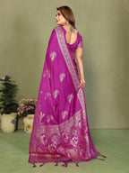Anaita Purple Zari Butta Work Satin Silk Saree With Blouse - Distacart