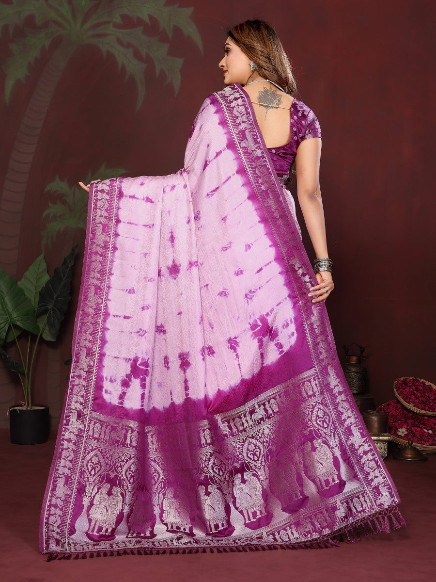 Anaita Purple Zari Weaving Work Satin Silk Saree With Blouse - Distacart