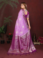 Anaita Purple Zari Butta Work Satin Silk Saree With Blouse - Distacart