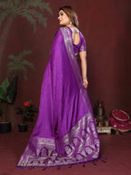 Anaita Purple Zari Weaving Work Satin Silk Saree With Blouse - Distacart