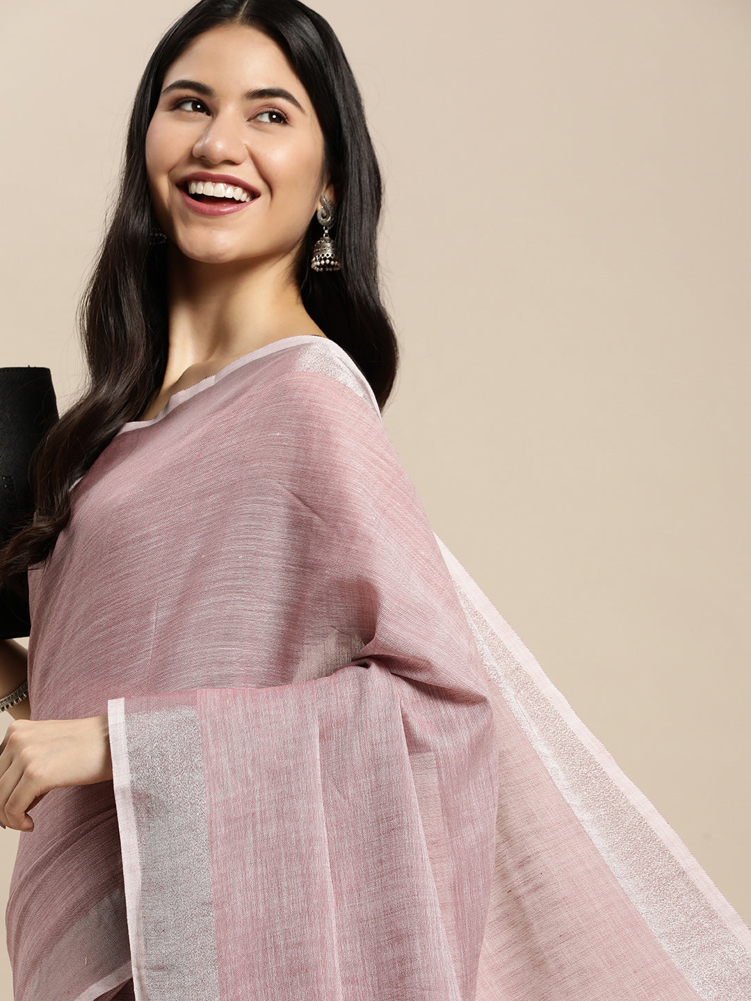 Anaita Purple Linen Saree With Blouse - Distacart