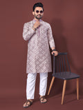 Neera Trendz Light Purple Soft Silk Embroidered Men's Kurta Pyjama