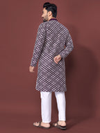 Neera Trendz Purple Soft Silk Embroidered Men's Kurta Pyjama