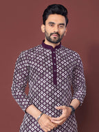 Neera Trendz Purple Soft Silk Embroidered Men's Kurta Pyjama