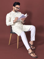 Neera Trendz White Soft Silk Embroidered Men's Kurta Pyjama