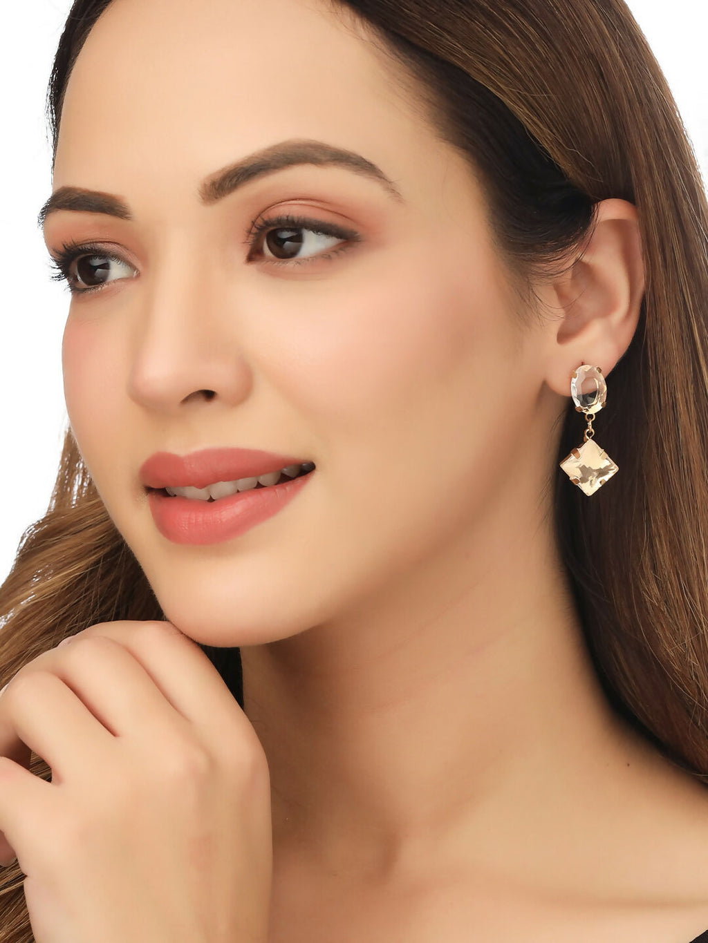 NVR Women Golden Cz Studded Studs Earrings - Distacart