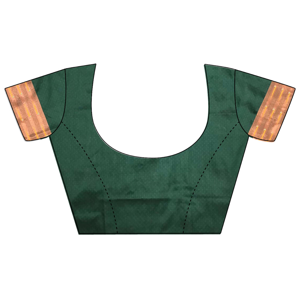 Joban Fashion Green Jacquard Butti Soft Lichi Silk Paithani Saree - Distacart