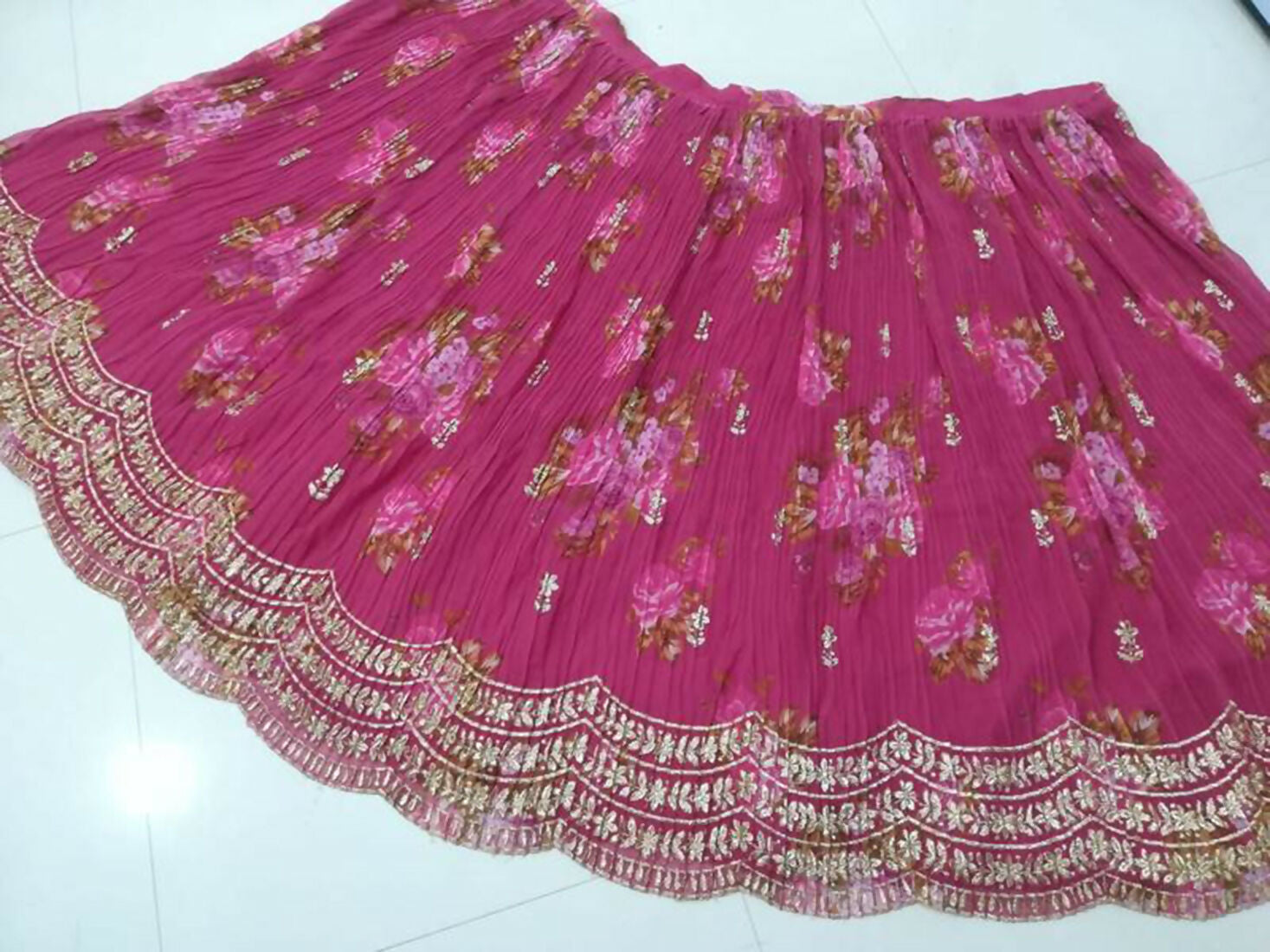 Jyoti Fashion Pink Jari with Sequin Embroidered Georgette Semi Lehenga Choli with Dupatta