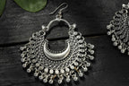 Mominos Fashion Johar Kamal Oxidised Silver-Plated Chandbali Earrings - Distacart