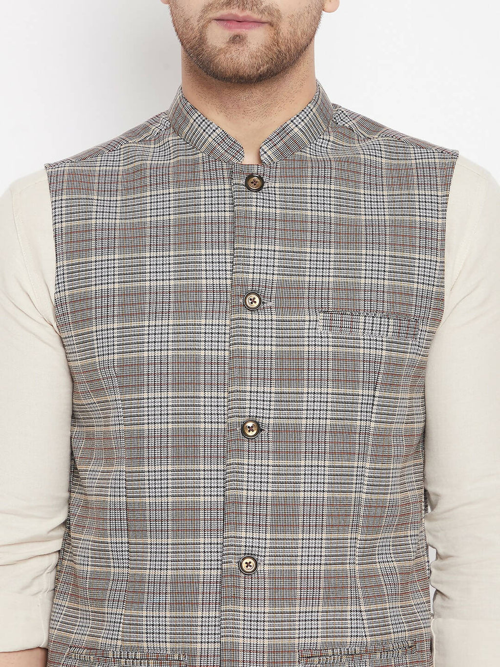 Even Apparels Brown Merino Men Woven Nehru Jacket PW729 - Distacart