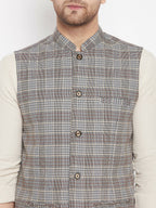 Even Apparels Brown Merino Men Woven Nehru Jacket PW729 - Distacart