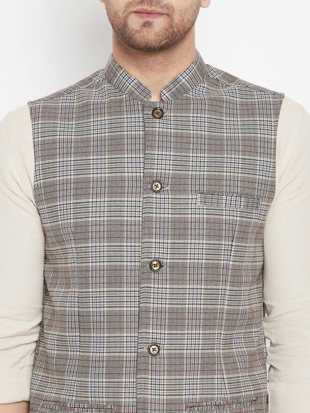 Even Apparels Brown Merino Men Woven Nehru Jacket PW729 - Distacart