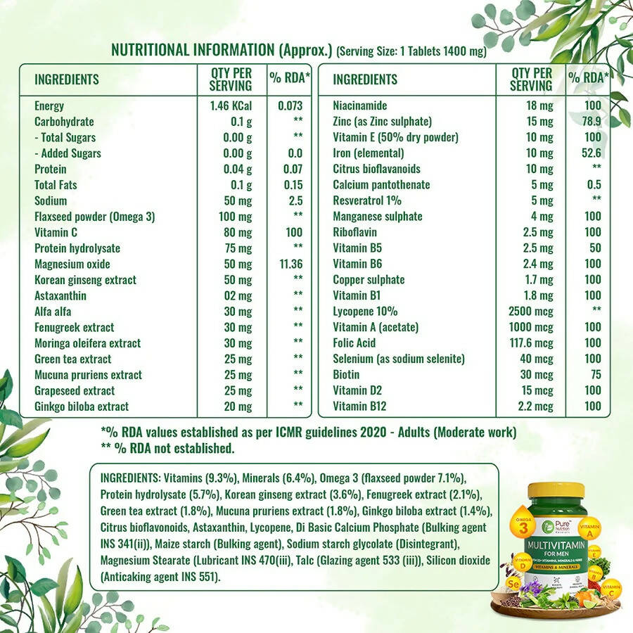 Pure Nutrition Multivitamin For Men Veg Tablets