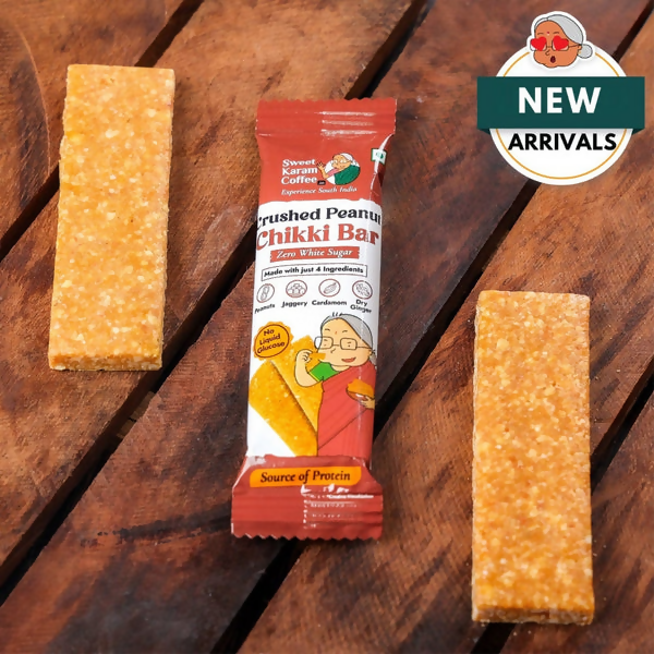 Sweet Karam Coffee Crushed Peanut Chikki Bar (Zero White Sugar)