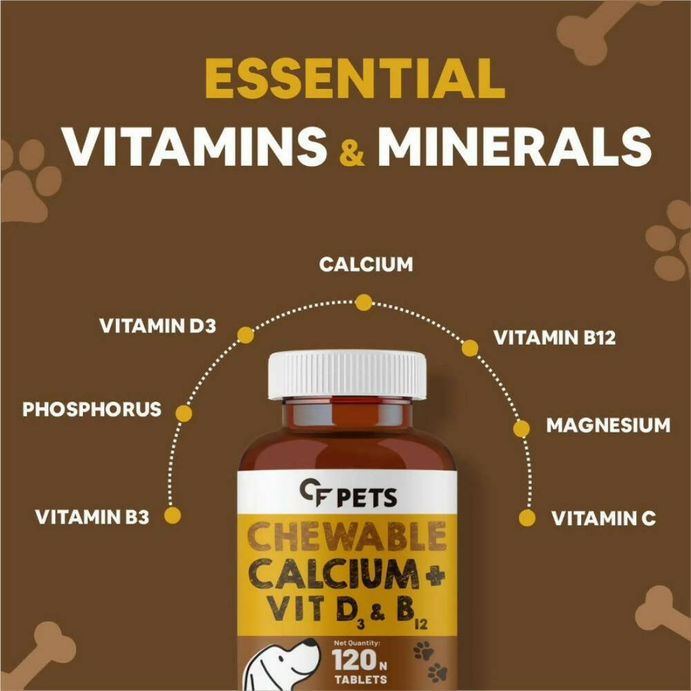 Carbamide Forte Pets Chewable Calcium Supplement with Vitamin D3, B12 Magnesium & Zinc Tablets