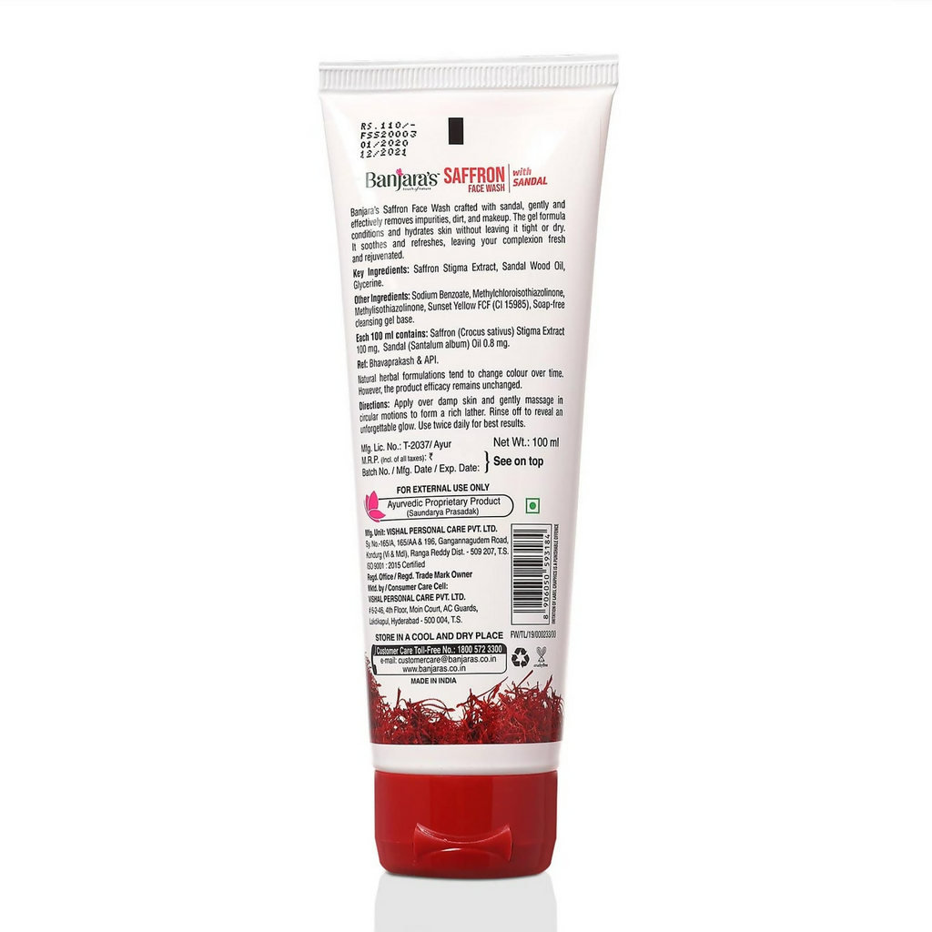 Banjara's Saffron Face Wash with Sandal - Distacart