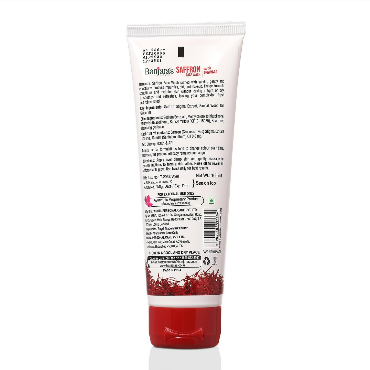 Banjara's Saffron Face Wash with Sandal - Distacart