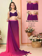 Purple Georgette Pedding Color Printed Ready To Wear Saree - Aalaya